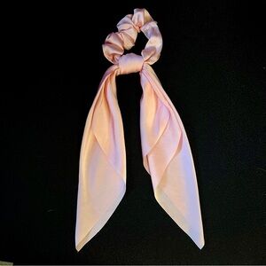 Elegant Pink Hair Scrunchie with Scarf